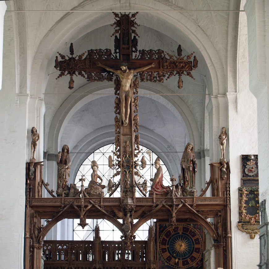 Bernt Notke, Triumphal Cross, Lübeck Cathedral, consecrated in 1477, polychromed oak (photo: Arnoldius, CC BY-SA 3.0)