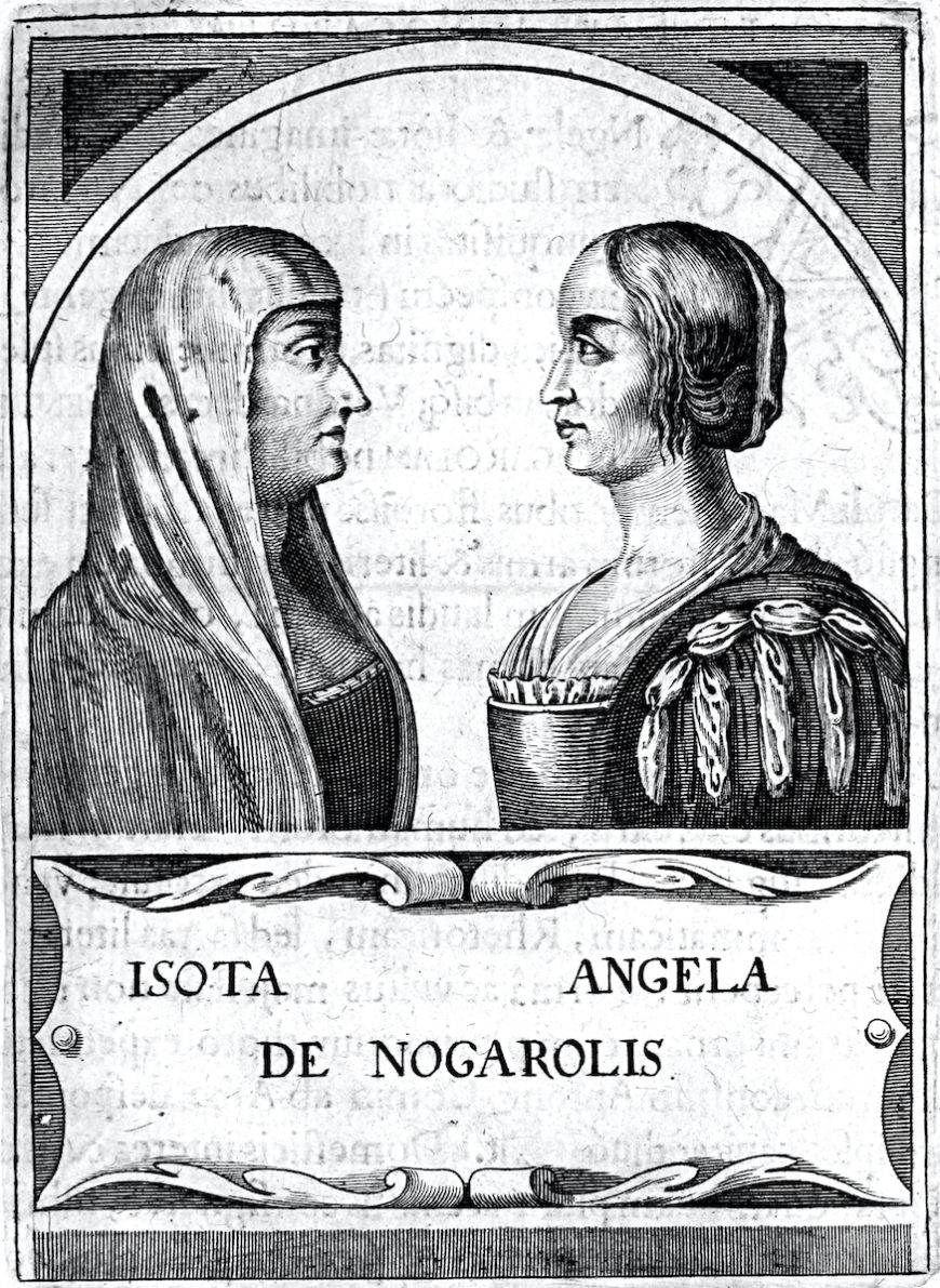 Isotta Nogarola, with Angela Nogarola (her aunt poetess), Elogia Virorum Literis & Sapientia Illustrium ... imaginibus exornata Seite 339 (Ill.) (Padova: Sardi, 1644)