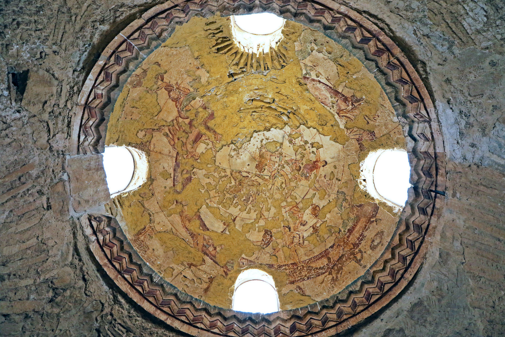 Dome of the sauna withs symbols of constellations, Qusayr ʿAmra, Jordan, c .730s (photo: Steve Welsh/Manar al-Athar)