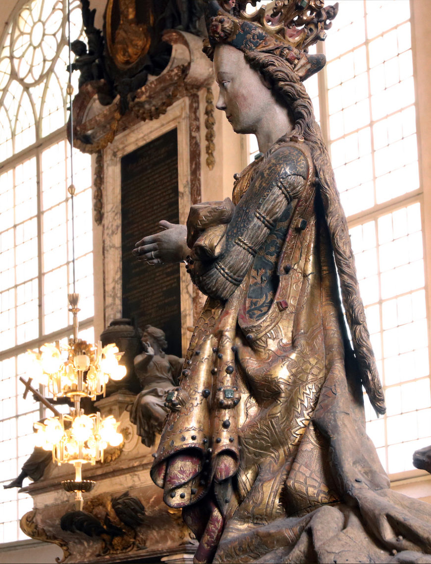 Detail of princess SIlene, St. George and the Dragon, Storkyrkan Stockholm, c. 1490 (photo: Laura Tillery)
