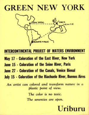 Nicolás García Uriburu, Flyer for Green New York, 1970, photocopy on yellow paper