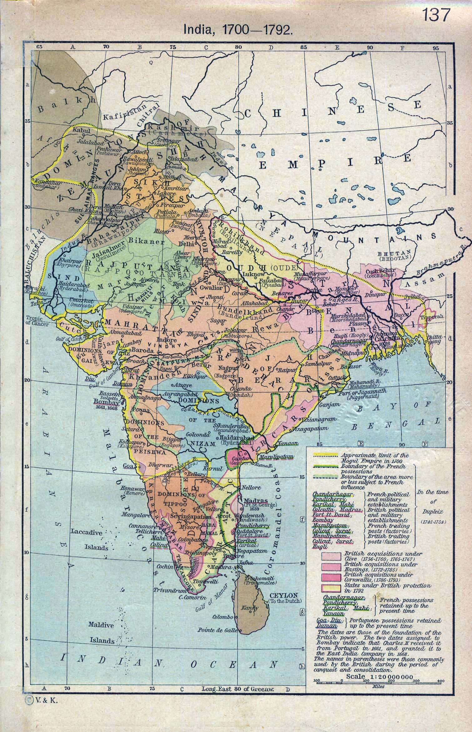 Map showing the different geographical region in India