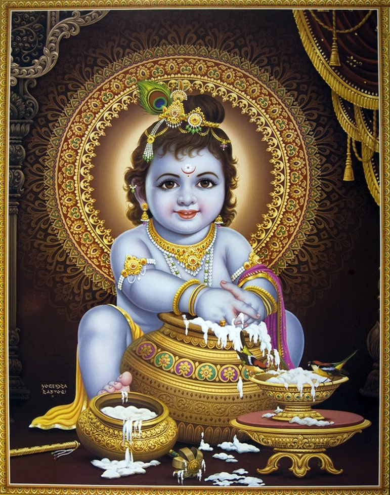Yogendra Rastogi, Krishna Butter-Thief, DATE?, poster, India (Bard College: Richard Davis God Poster Collection)