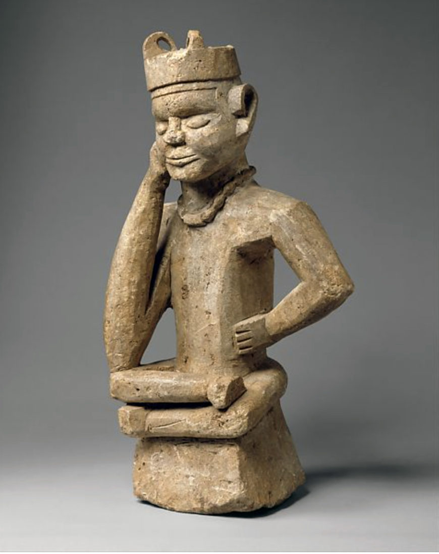 Seated Figure (Tumba), 19th–20th century, Kongo peoples, steatite, Angola or Democratic Republic of the Congo, Bamboma village, 41.3 x 21.9 x 13 cm (The Metropolitan Museum of Art)