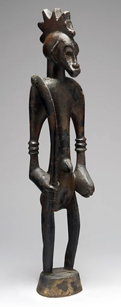 Ancestral Couple (Pombibele), 19th–20th century, Senufo wood and pigment, Côte d’Ivoire, Korhogo region, H. male 59.7 cm, H. female 60.2 cm