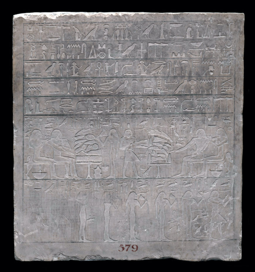 Stela of the sculptor Userwer, 12th dynasty, limestone, from Egypt, 52 x 48 cm wide (© Trustees of the British Museum)