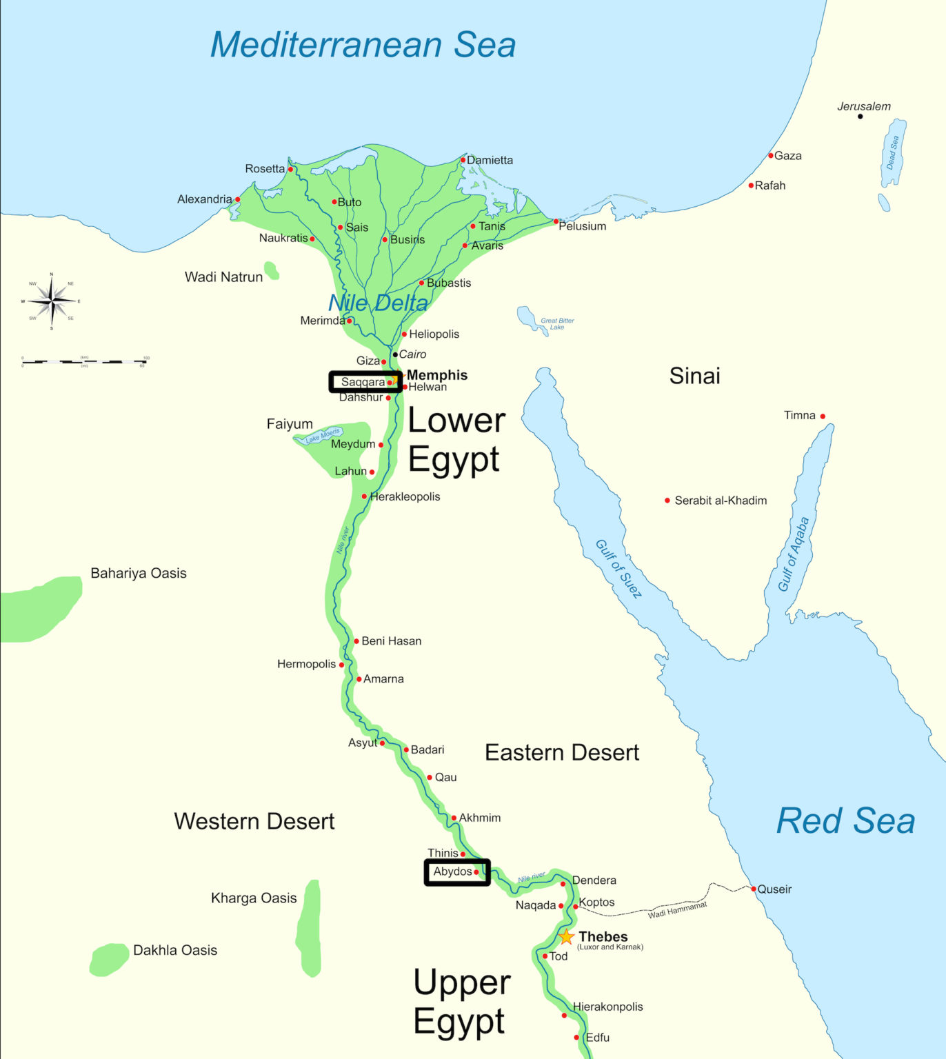 Древний Египет верхний и Нижний карта