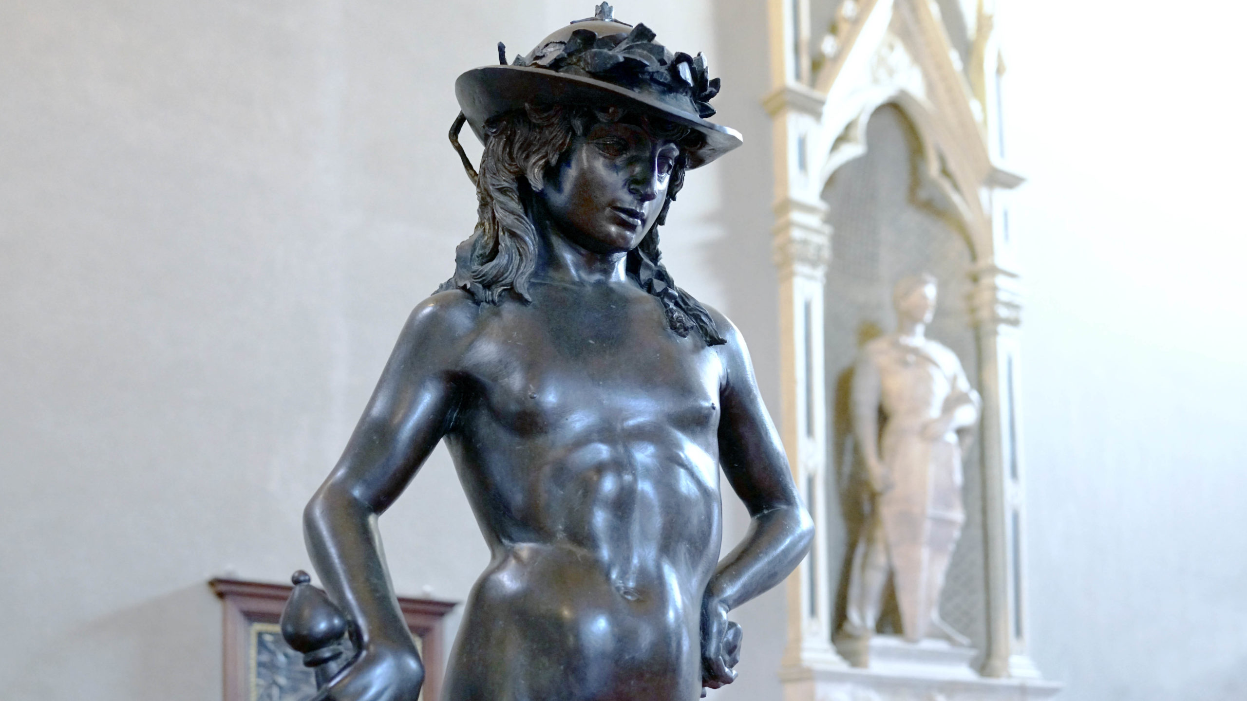 Donatello, David, c. 1440, bronze, 158 cm (Museo Nazionale de Bargello, Florence; photo: Steven Zucker, CC BY-NC-SA 2.0)