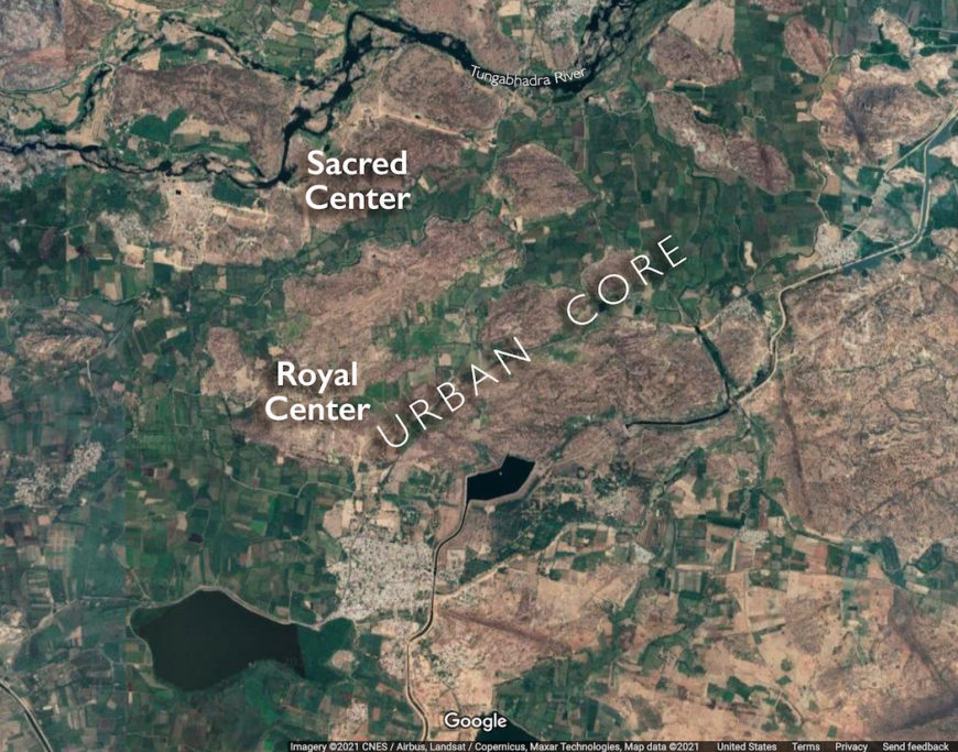 Three Zones of Hampi (underlying map © Google)
