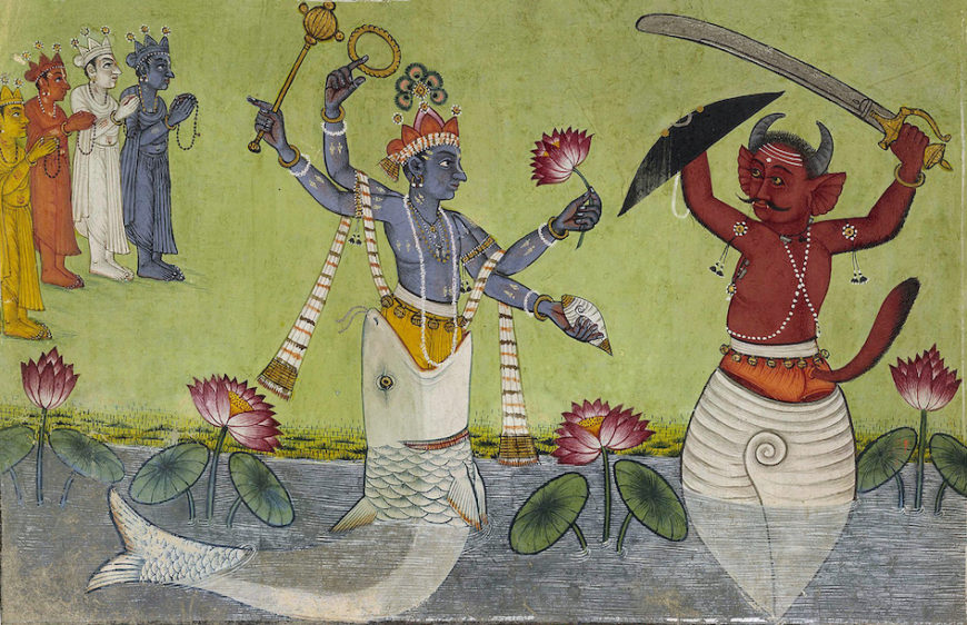 Pahari School, Matsya, C. 1760, gouache on paper, British Museum 