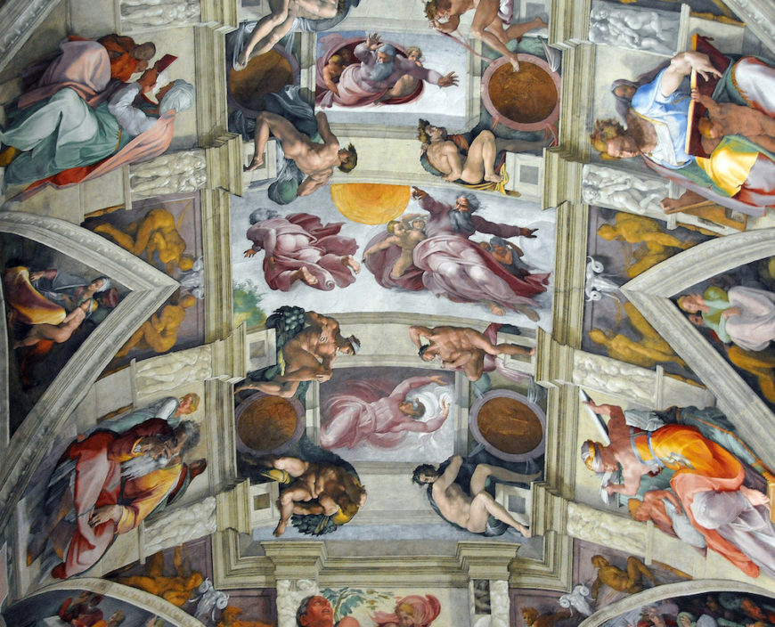 Michelangelo, Creation scenes, Sistine Chapel Ceiling, 1508-12, fresco (Vatican City, Rome) (photo: Dennis Jarvis)