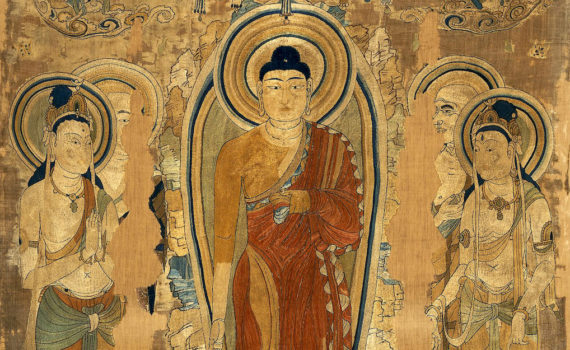 Buddha preaching at Vulture Peak embroidery