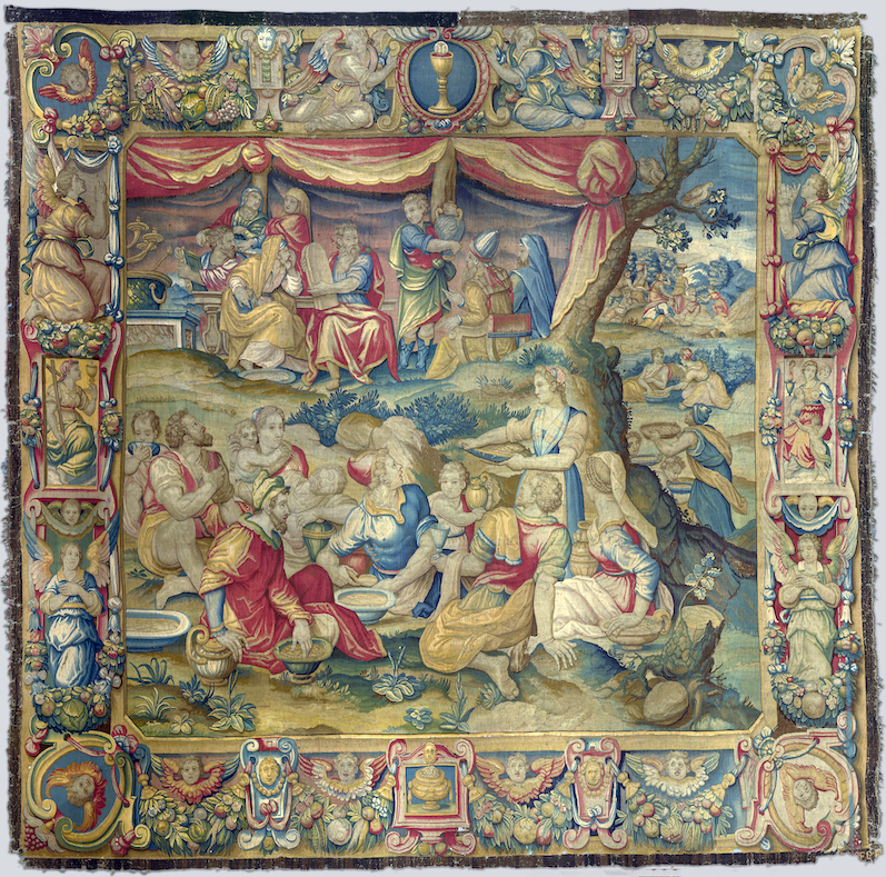 The Gathering of Manna, 1595–96, designed by Alessandro Allori, Woven in Medici workshop under the direction of Guasparri di Bartolomeo Papini, wool and silk, Florence, 426.7 x 447 cm (The Metropolitan Museum of Art)