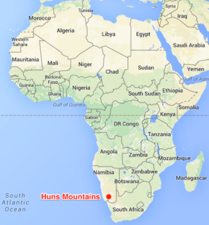 Location of the Huns Mountains of Namibia © Map Data Google
