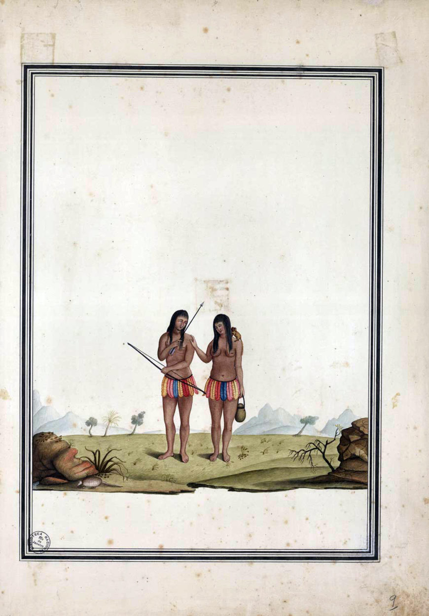 Carlos Julião, “Two Indigenous Brazilians,” in Noticia Summaria do Gentilismo da Asia…, c. 1780-1800, Biblioteca Nacional, Brazil 