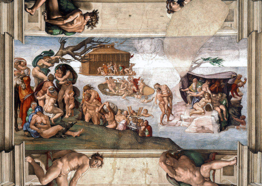 Michelangelo, The Deluge, Ceiling of the Sistine Chapel, 1508–12, fresco (Vatican City, Rome; photo: Michelangelo, CC0)