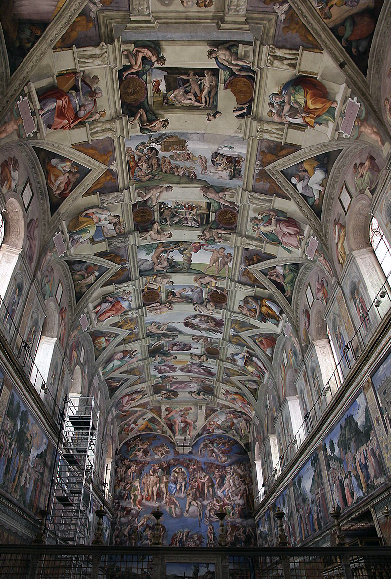 Michelangelo, Ceiling of the Sistine Chapel, 1508–12, fresco (Vatican City, Rome) (photo: Jörg Bittner Unna, CC BY 3.0)