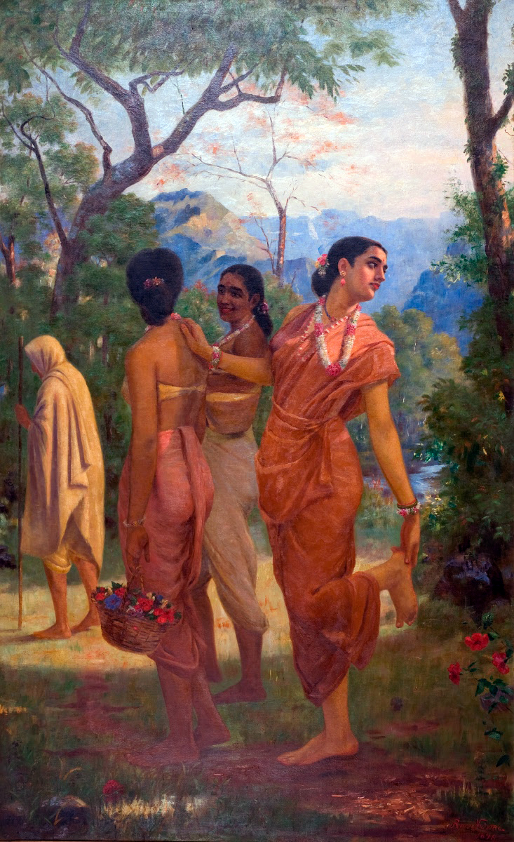 Shakuntala Removing a Thorn from her Foot, 1898, oil on canvas. 181 x 110 cms. Sree Chitra Art Gallery, Thiruvananthapuram. Rights: Curatorial rights: The Ganesh Shivaswamy Foundation, Bengaluru