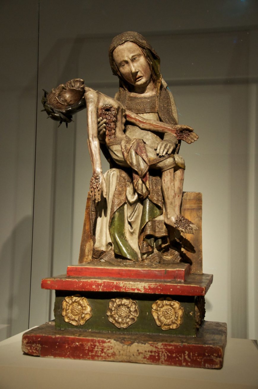 Röttgen Pietà, c. 1300–25, painted wood, 34 1/2" high (LVR-LandesMuseum Bonn) (photo: Ralf Heinz, with permission)