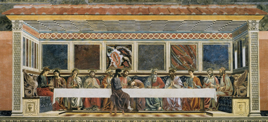 Andrea del Castagno, Last Supper, 1447, tempera on plaster (Sant'Apollonia, Florence; photo: Eugene a, public domain)