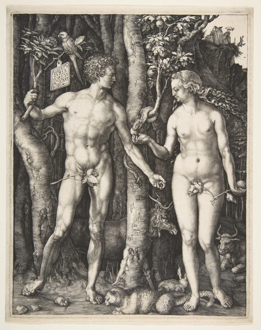 Albrecht Dürer, Adam and Eve, 1504, engraving (fourth state), 25.1 x 20 cm (The Metropolitan Museum of Art)