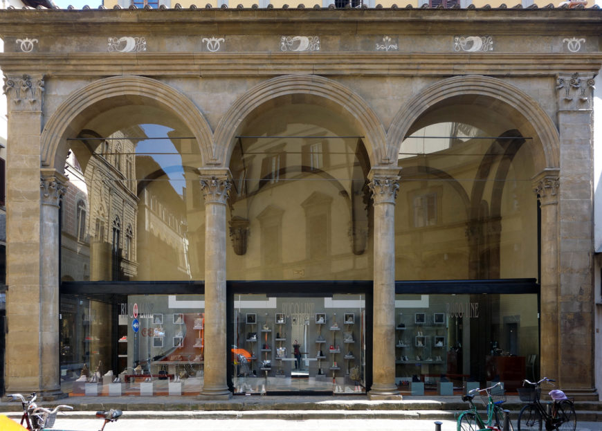 Alberti (?), Loggia Rucellai (now glassed in), Florence, Italy (photo: Steven Zucker, CC BY-NC-SA 2.0)