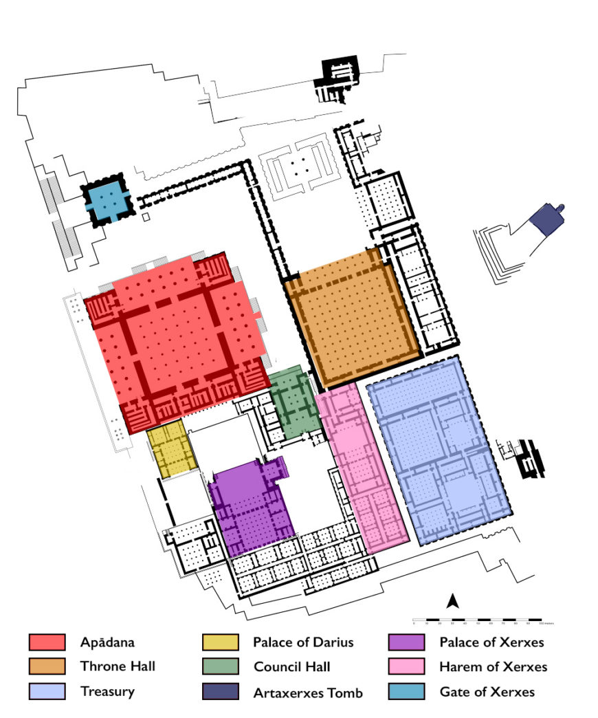 Plan of Persepolis (underlying image: Oriental Institute Museum)