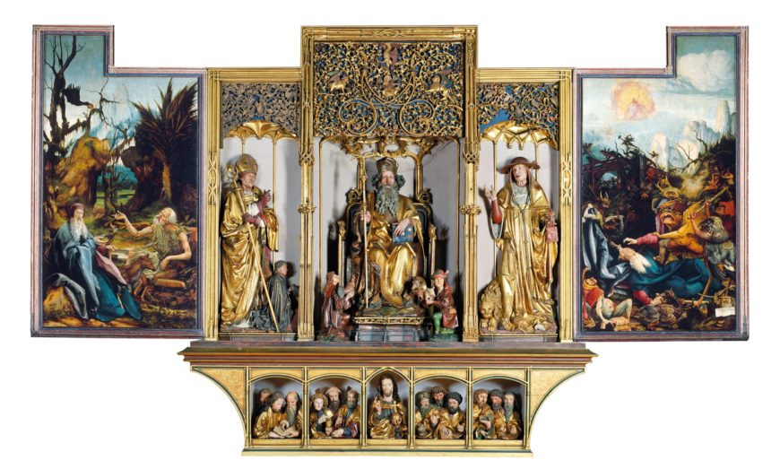Matthias Grünewald, Isenheim Altarpiece (fully open position, sculptures by Nicolas of Hagenau), 1510–15