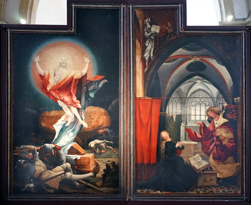 Resurrection and Annunciation panels , Matthias Grünewald, Isenheim Altarpiece, 1510–15 (photo: Edelseider, CC BY 2.0)