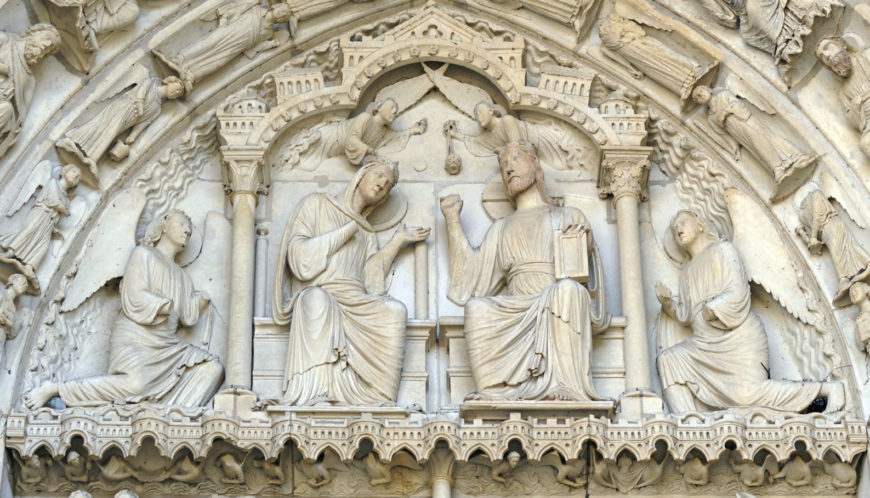 Coronation of the Virgin, tympanum of central portal, north transept, Chartres Cathedral, c. 1204–10
