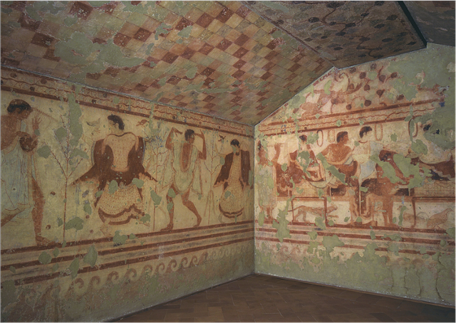Tomb of the Triclinium, c. 470 B.C.E., Etruscan chamber tomb, Tarquinia, Italy