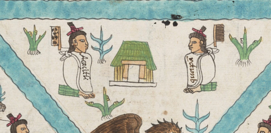 Temple (detail), Frontispiece, Codex Mendoza, Viceroyalty of New Spain, c. 1541–1542, pigment on paper © Bodleian Libraries, University of Oxford.