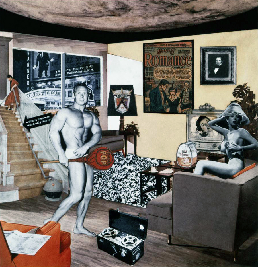 Richard Hamilton, Just what is it that makes today’s homes so different, so appealing?, 1956, collage, 26 cm × 24.8 cm (Kunsthalle Tübingen, Tübingen)