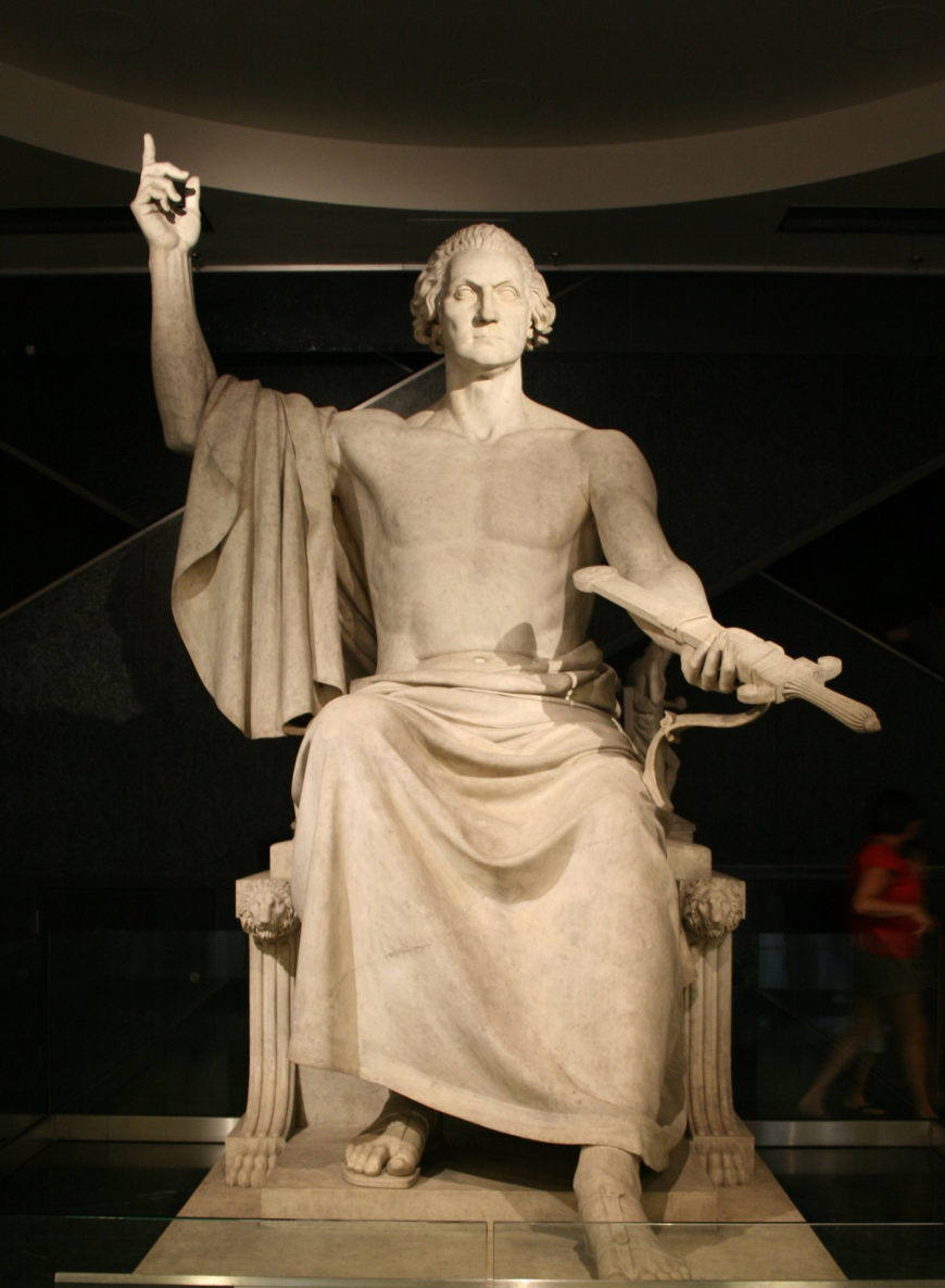 Horatio Greenough, George Washington, 1840, marble, 136 x 102 inches, National Museum of American History (photo: Gary Todd, public domain)