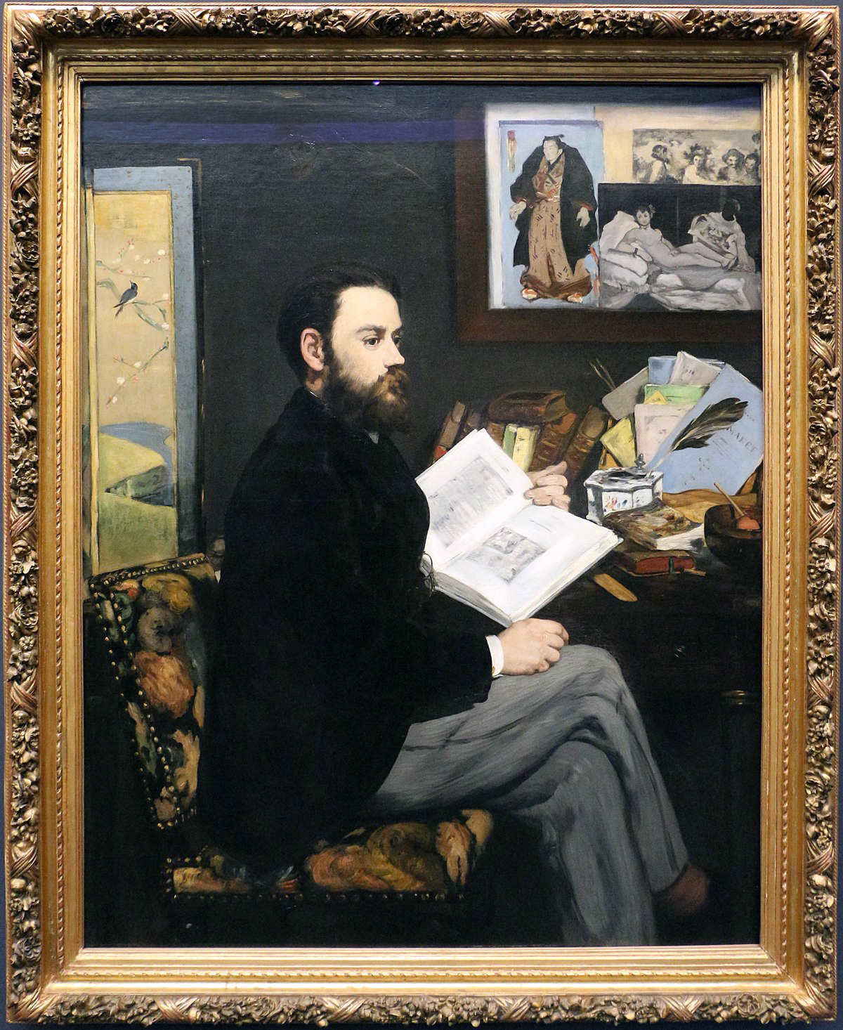 Édouard Manet, Émile Zola, 1868, oil on canvas, 57 x 45 inches or 146.5 x 114 cm (Musée d'Orsay, Paris)