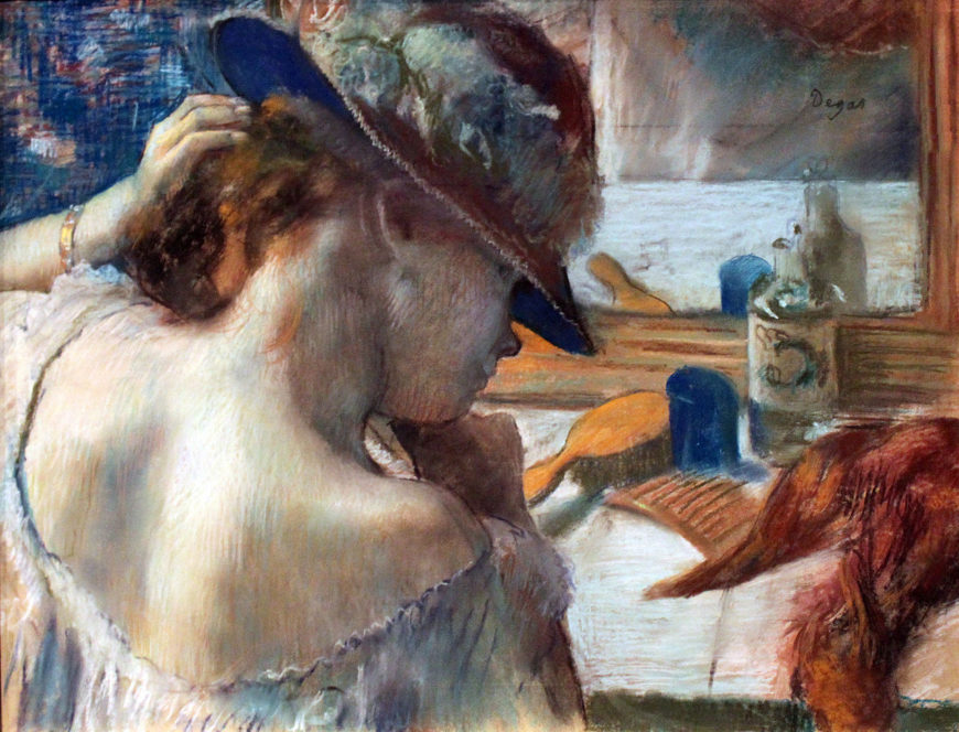 Edgar Degas, At the Mirror, 1885–86, pastel (Hamburger Kunsthalle)