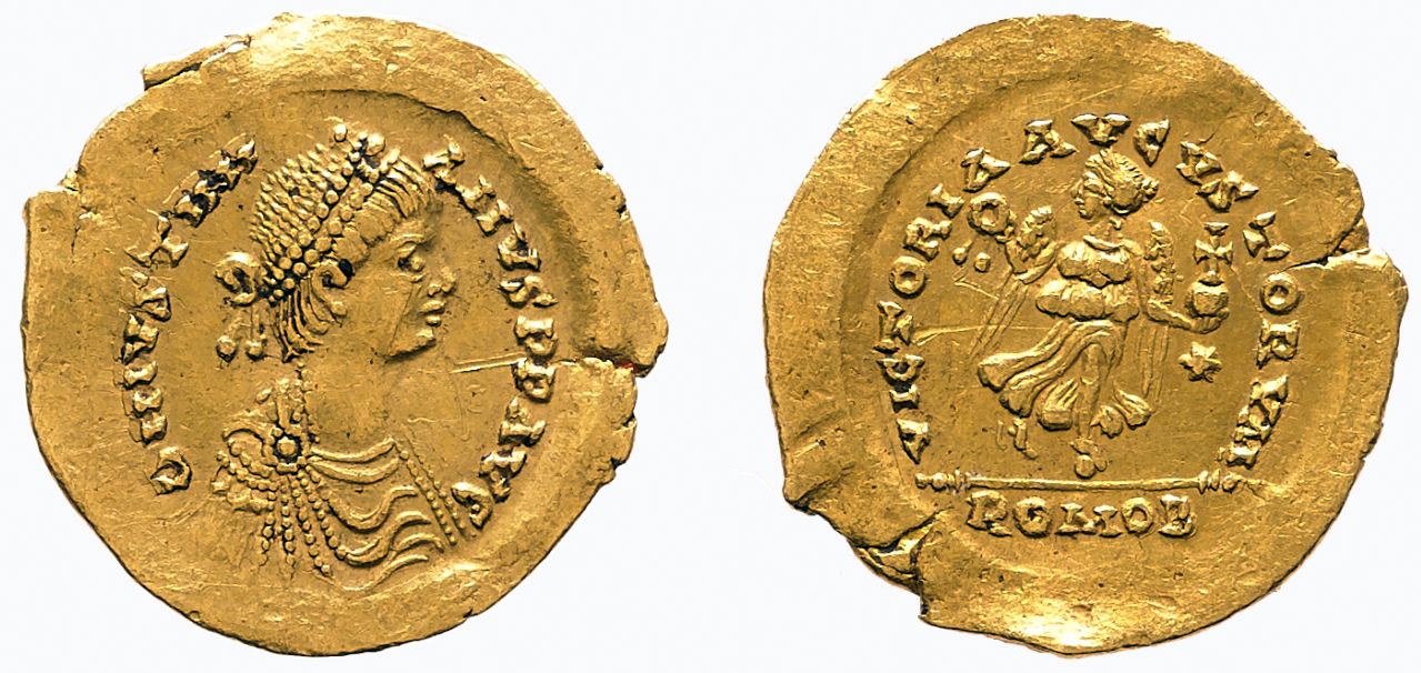 Tremissis of Justinian I, minted in Rome, 527–565, gold, 1.49 gm (photo: The British Museum, CC BY-NC-SA 4.0)