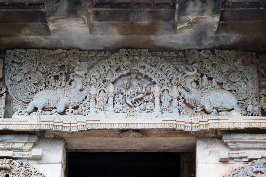 Sculptural panel with dancing Shiva over southern doorway, by Kalidasi.