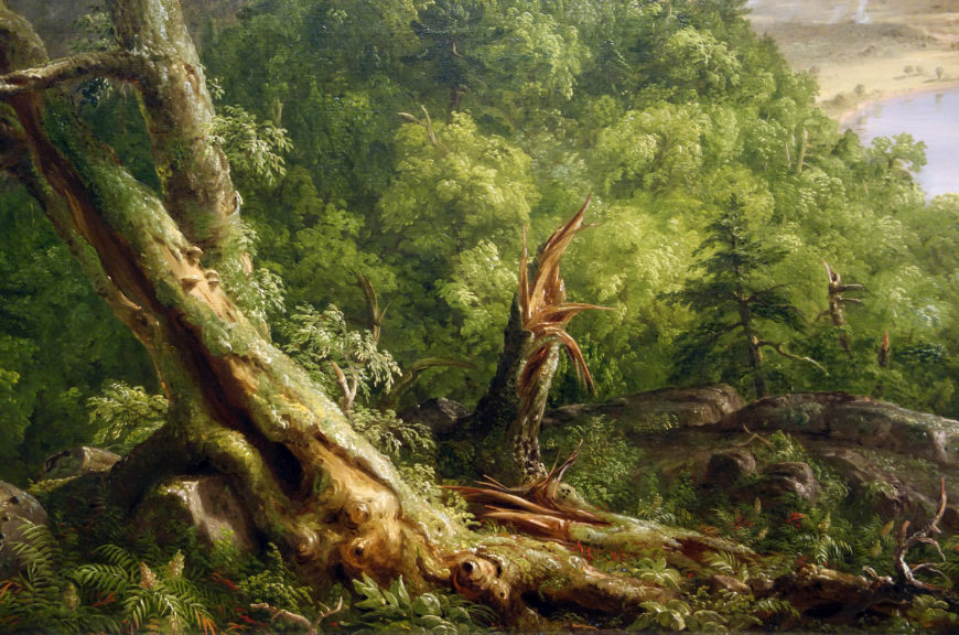 Blasted Tree (detail), Thomas Cole, View from Mount Holyoke, Northampton, Massachusetts, after a Thunderstorm—The Oxbow, 1836, oil on canvas, 130.8 x 193 cm (The Metropolitan Museum of Art, photo: Steven Zucker, CC BY-NC-SA 2.0)