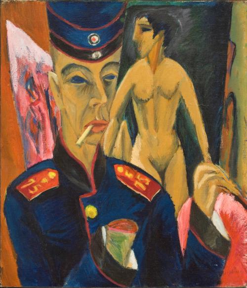 Ernst Ludwig Kirchner, Self-Portrait as a Soldier, 1915, oil on canvas, 69 x 61 cm (Allen Memorial Art Museum, Oberlin College)