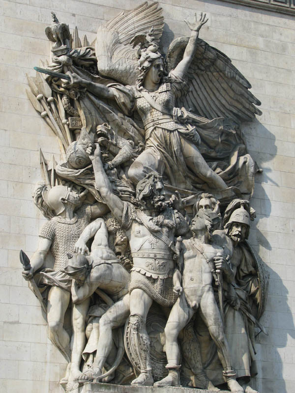 François Rude, La Marseillaise (The Departure of the Volunteers of 1792), 1833–6, limestone, c. 12.8 m high, Arc de Triomphe de l’Etoile, Paris (photo: Storm Crypt, CC BY-NC-ND 2.0)