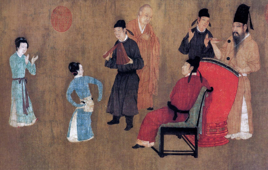 Gu Hongzhong, detail, The Night Revels of Han Xizai, handscroll, 12th-century (Song dynasty) copy of a 10th-century (Southern Tang dynasty) composition), ink and color on silk, 28,7 x 33.5.5 cm (The Palace Museum, Beijing)