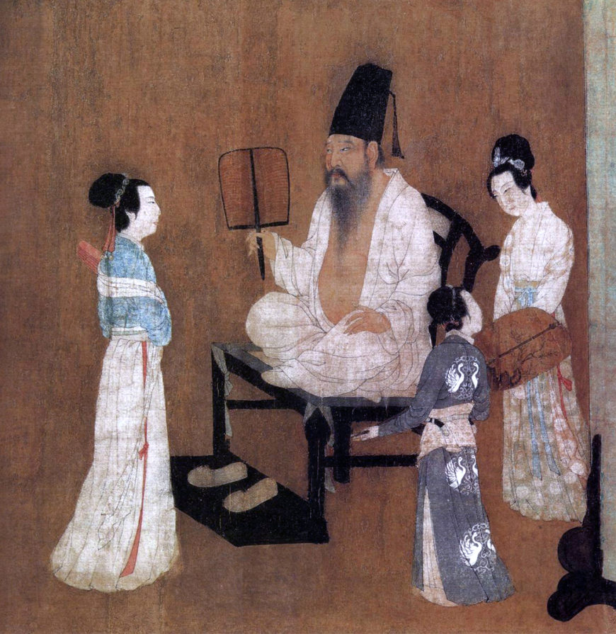 Gu Hongzhong, detail of Han with ladies, The Night Revels of Han Xizai, handscroll, 12th-century (Song dynasty) copy of a 10th-century (Southern Tang dynasty) composition), ink and color on silk, 28,7 x 33.5.5 cm (The Palace Museum, Beijing)