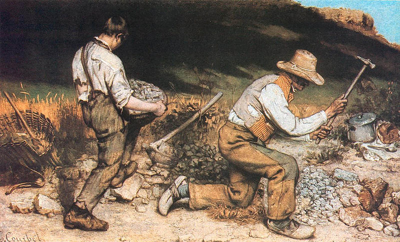 Gustave Courbet, The Stonebreakers, 1849, oil on canvas, 165 x 257 cm (Gemäldegalerie, Dresden [destroyed])