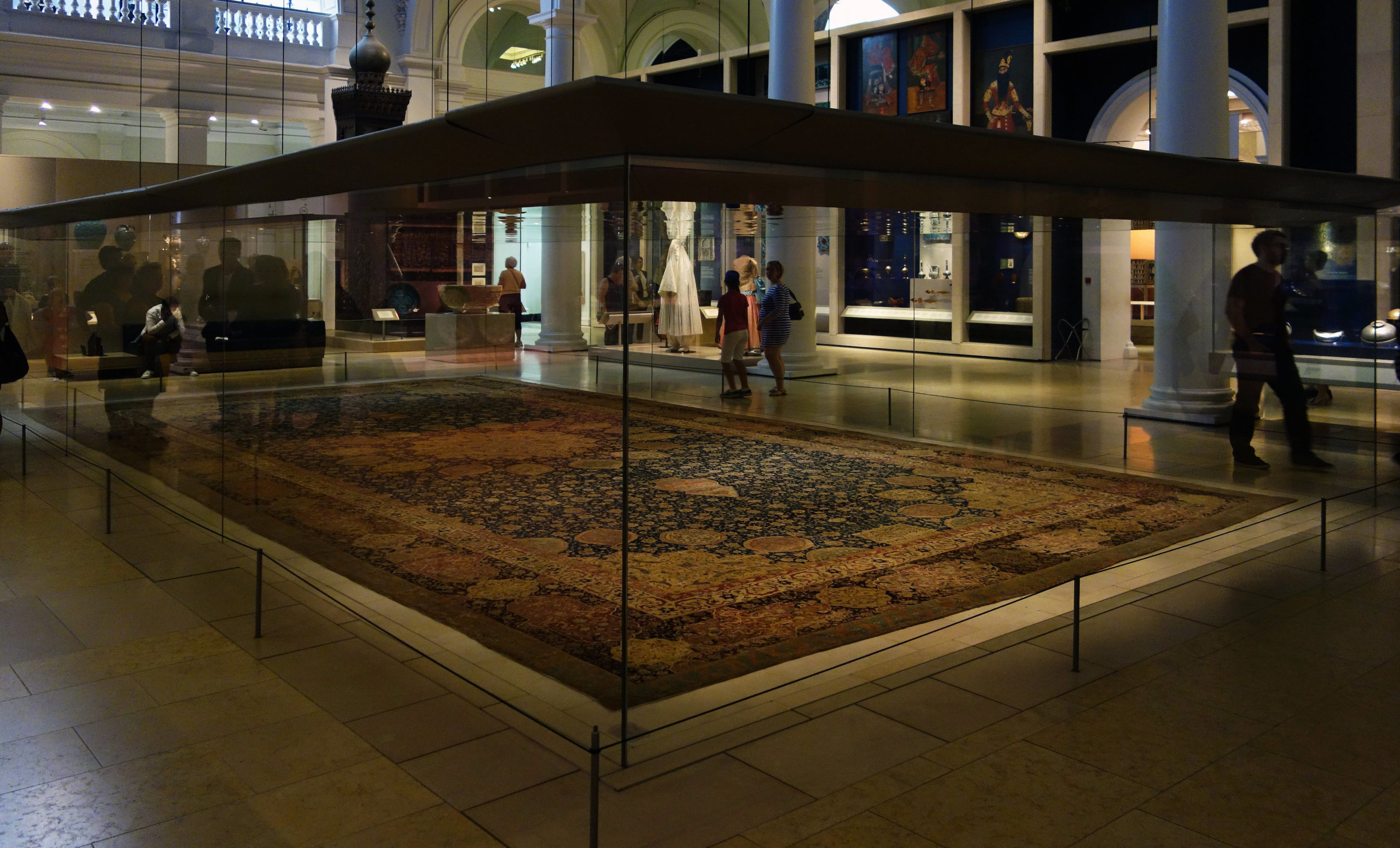 Medallion Carpet, “The Ardabil Carpet,” Maqsud of Kashan, Persian: Safavid Dynasty, silk warps and wefts with wool pile (25 million knots, 340 per sq. inch), 1539-40 C.E., Tabriz, Kashan, Isfahan or Kirman, Iran (now at the Victoria & Albert)