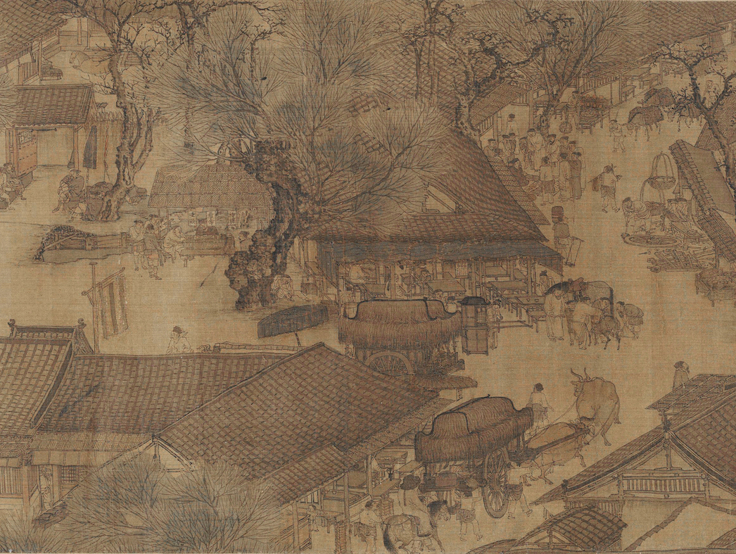 Attributed to Zhang Zeduan, Along the River during Qingming Festival, handscroll, ink and color on silk, 11th–12th century, 24.8 x 528.7 cm (Palace Museum, Beijing)