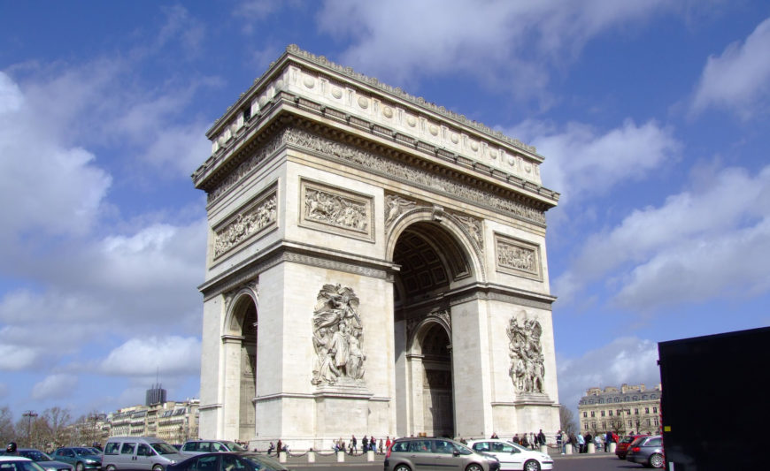 Jean Chalgrin, Arc de Triomphe de l'Étoile, 1806–1836, h. 50 x w. 45 x d. 22 m, Paris (photo: Alfvanbeem, public domain)