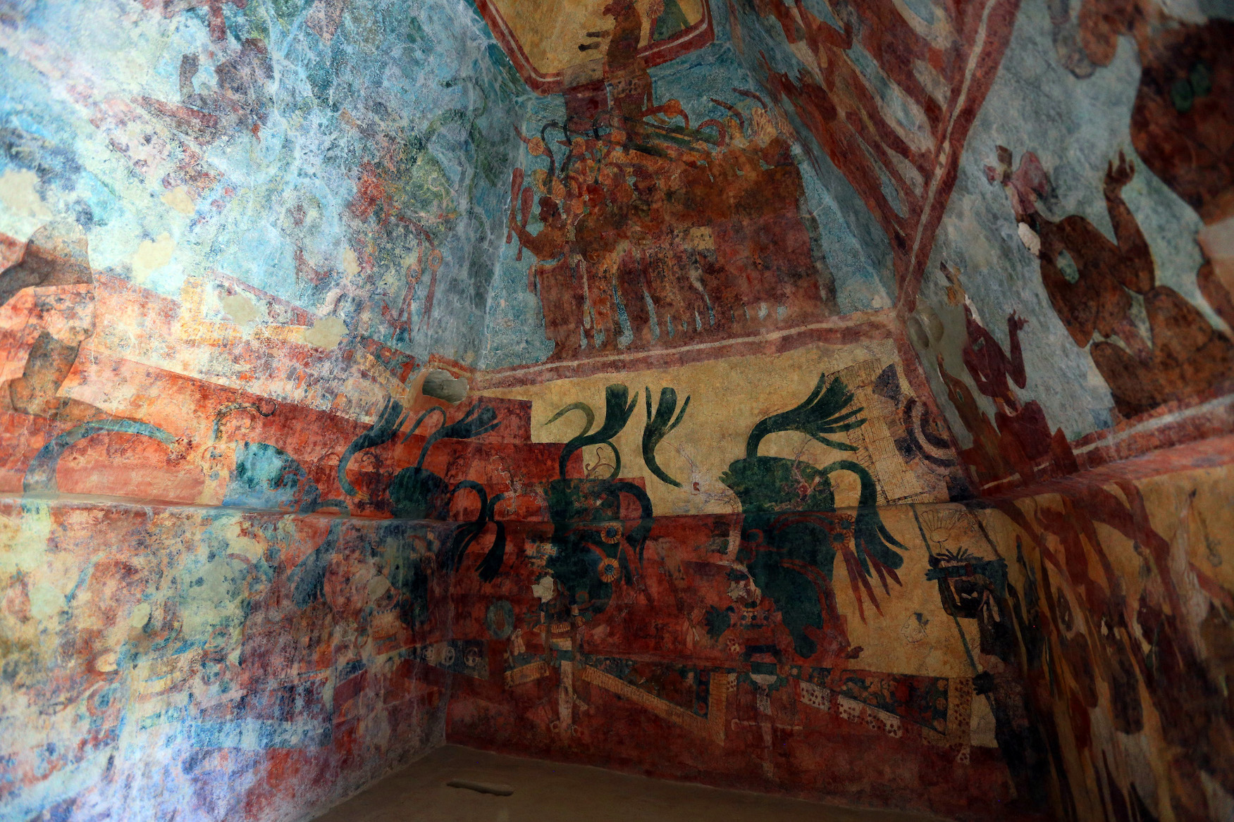 Murals, c. 792 C.E., room 3, building 1, Bonampak, Chiapas, Mexico