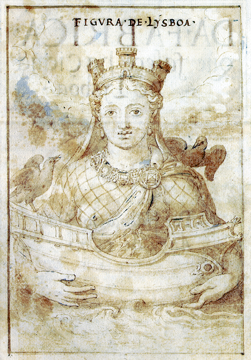 Francisco de Holanda, Allegorical Image of Lisbon, 1571, pencil on paper, in Francisco de Holanda, A Fábrica que Falece à Cidade de Lisboa (1572)