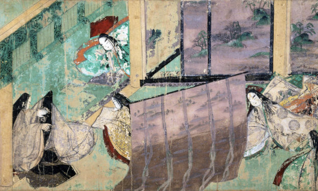 A scene from Azumaya, The Tale of Genji, c. 1130 century, handscroll fragment (Tokugawa Museum, Nagoya, Japan)